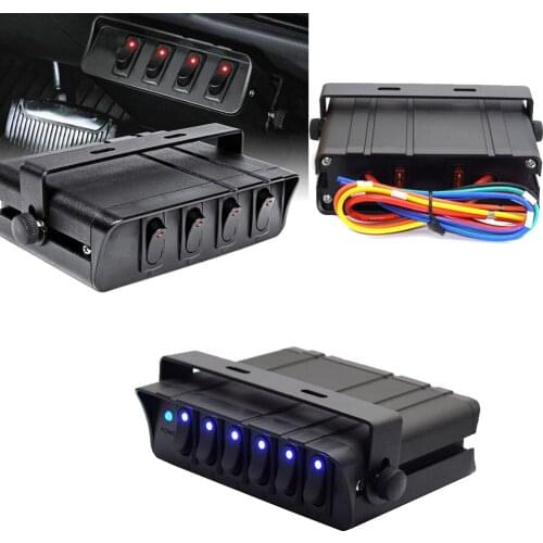 On/Off Rocker Toggle Switch Panel Box 4/6 Gang 12V Rocker Switch Box 6-Gang Red