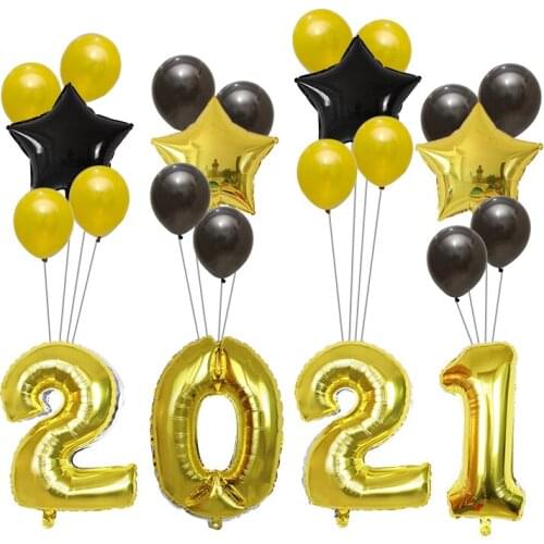 24pcs Gold Sliver Number Foil Balloons Happy New Year 2021 Party Decoration Christmas Latex Air Globos Toys Balloons Supplies