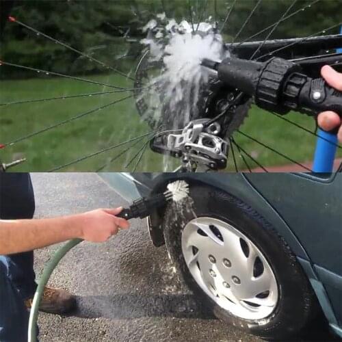 Car Motorcycle Bicycle Wheel Rim Water Driven Rotary Cleaning Brush, Hand-Held Water Spray Brush Can be Used For Car Washing