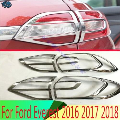 For Ford Everest 2016 2017 2018 ABS Chrome Trim Tail Light Rear Back Frame Lamp Cover molding