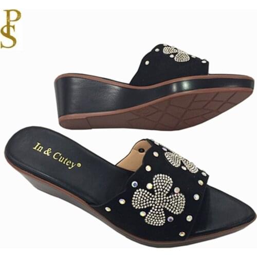 Pointed womens shoes Wedges and PU soles for women Shoes with water drills for ladies