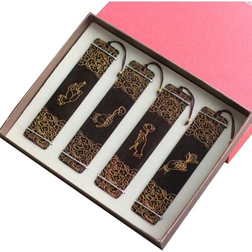 1pcs Creative [Buddha Golden Body] Ebony Classical Chinese Style Set Bookmark Business Startup Gift