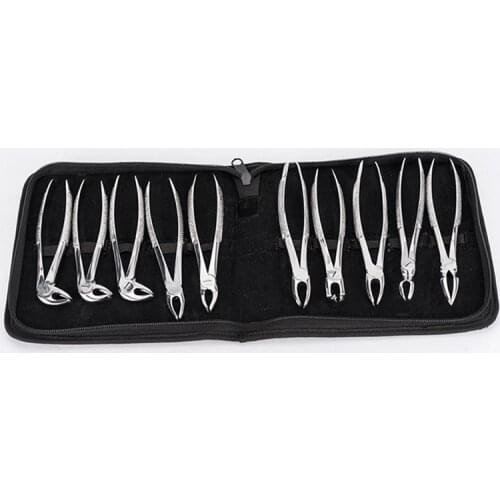 10pcs Dental instrument Tooth extraction forceps kit Dentist Stainless Steel pliers Dentistry Adult/child Teeth Extraction tools
