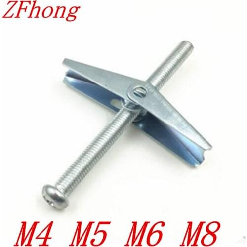 10pcs/lot M4/M5/M6/M8 with Screw Spring Wing Toggle Anchor Bolt With Zinc Plated /Primavera Asa Alternar/Wing muelle articulado