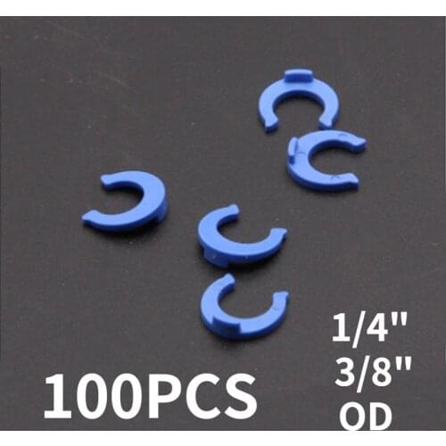 100Pcs 1/4" 3/8"OD Tube PE Pipe Fitting Blue Clip C-ring Hose Quick Connector Aquarium RO Water Filter Reverse Osmosis System