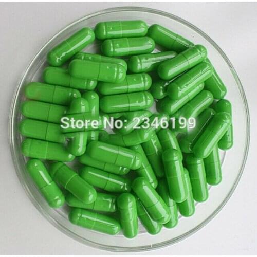 1000pcs/lot Full Green Clored Capsule Shells, Green-Green Hollow Gelatin Capsules, Size 0# Separated Empty Capsule Shells