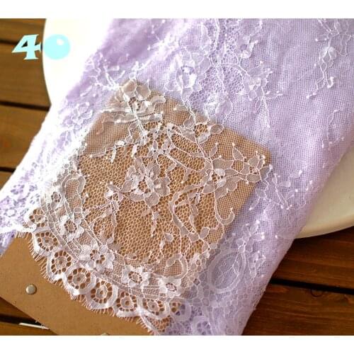 3M/ lot Chantilly Lace Fabric DIY Decorative Soft White Pink Purple Grey Nylon Eyelash Lace Wedding Dress Fabric 150cm