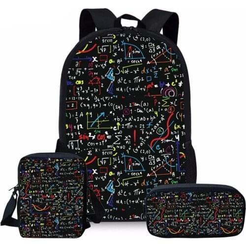 3pcs/Set School Backpack Set Math Formula Printing School Bag Kids Bagpack For Teenage Boys Girls Student Book Bags Schoolbag