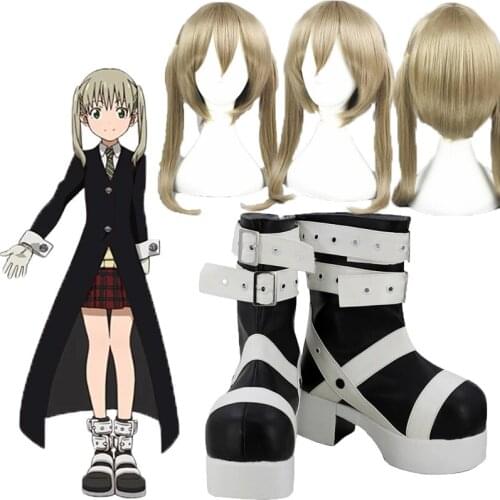 Anime Soul Eater Maka Albarn Cosplay Shoes High Heel Fancy Short Boots Custom-made Halloween cosplay shoes and wig Props 34-48