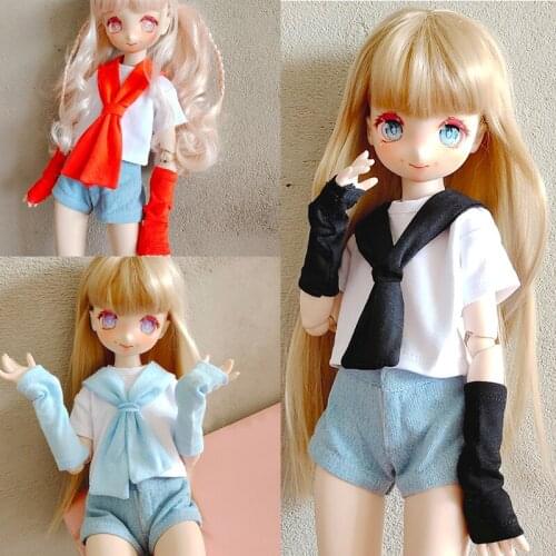 D03-P382 children toy BJD DD SD MSD 1/6 1/4 1/3 dolls clothes Bandage T-shirt blue pants 1pcs