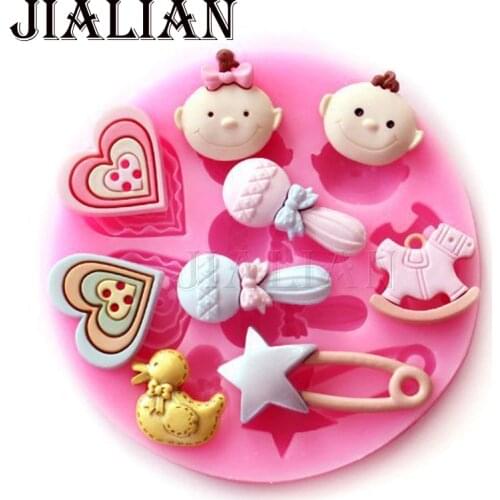 Baby Shower Party Trojan duck chocolate mold Party cake decorating tools DIY baking fondant Food grade silicone mould T0126
