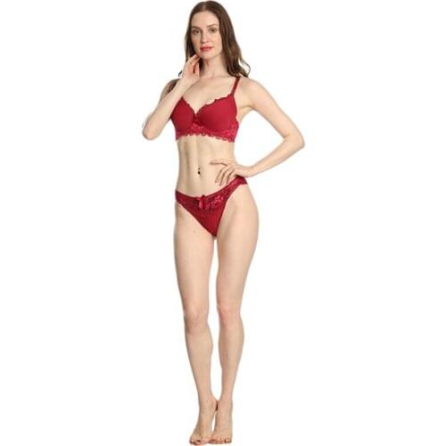 Women Underwear Set Lace Sexy Push-up Bra And Panty Sets Bow Comfortable Brassiere Young Bra Adjustable Deep V Lingerie New