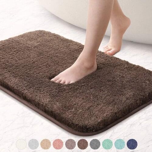 Home Bath Mat Plush Bathroom Carpet Thicken Super absorbent non-slip TPR Bathtub Floor Mat Washable Rug Toilet Floor Mat