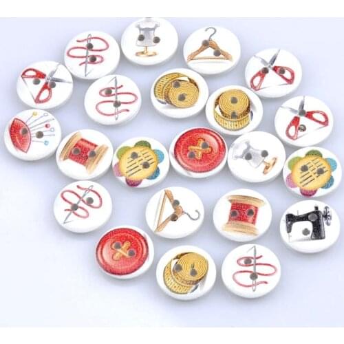 Mixed Fashion fit Design Wooden Buttons For Sewing handmade Scrapbooking Crafts 50pcs 15mm MT0991