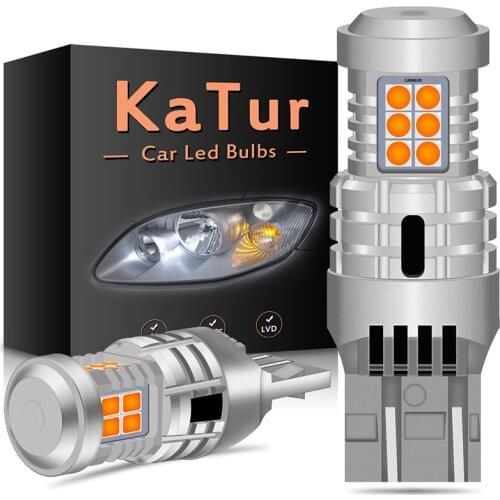 Katur 2pcs 2400Lm T20 W21/5W WY21W 7443 Canbus LED Brake Stop Light Bulbs Error Free No Hyper Flash 20smd White Red Amber 12V