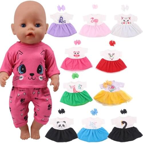 Doll Skirt Animals Designs 2 Pcs/Set Head Accessories+Dress For 18 Inch American&43 Cm Baby Doll Generation Girls Christmas Gift