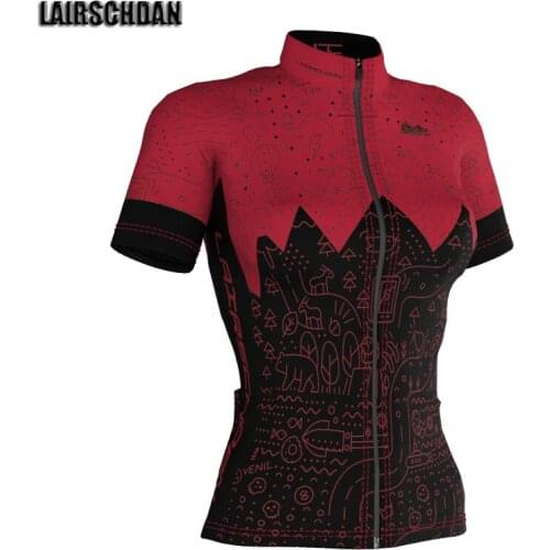 LairschDan New 2021 Women Red Cycling Jersey Top Summer Bike Short Sleeve Tops Outdoor Team Clothing Roupa De Ciclismo Feminina