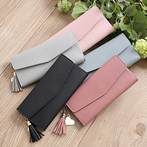 2021 Fashion Womens Wallets Simple Zipper Purses Black Purple Gray Red Long Section Clutch Wallet Soft PU Leather Money Bag