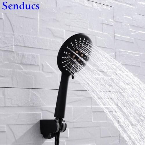 Senducs ABS Plastic Bathroom Black Hand Shower Filter Water Saving Bathtub Hand Shower Head Hot Sale Black Shower Head