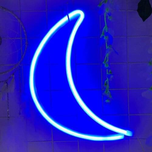 Moon Shape Neon Signs Art Wall Decor LED Moon Neon Light For Bedroom Childrens Room Party Home Bar Decoration