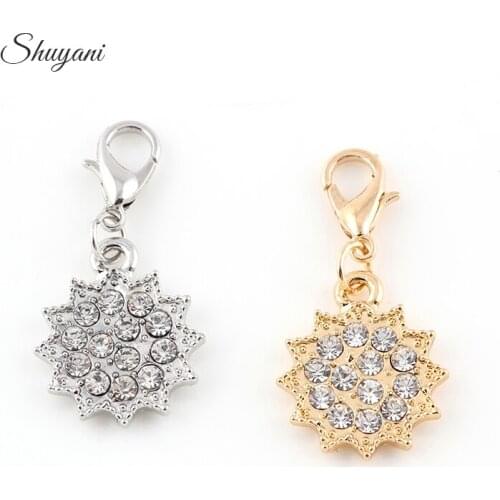 Newest Crystal Geometry Shape Flower Charm Dangle For DIY Bracelet Women Making Crafts Wholesale