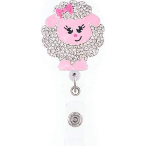 New Style Hot Sale Custom Movable ID Badge Holder Metal Pink Rhinestone Accessories
