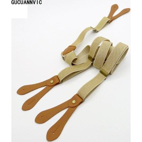 Personality fashion Gold color silver color elastic braces 6 buttons suspenders men and women suspenders unisex adjustable
