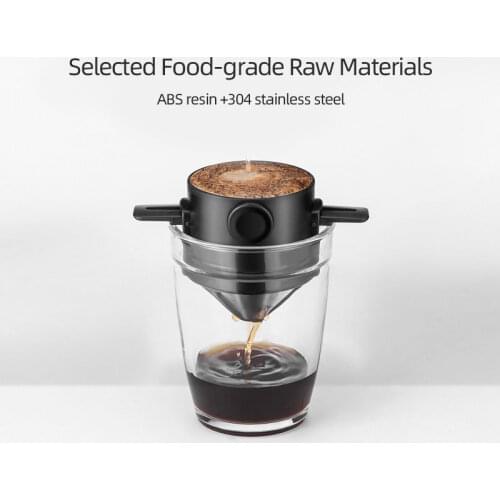 Coffee Filter Portable 304 Stainless Steel Drip Coffee Tea Holder Funnel Baskets Reusable Tea Infuser and Stand Coffee Dripper