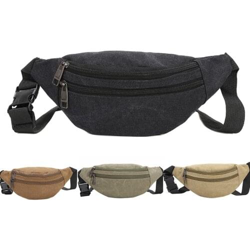 Casual Canvas Belt Bag For Men Functional Zipper Waist Bag Solid Money Phone Pouch Pocket Women Shopping Handbag Hip Pack Bag