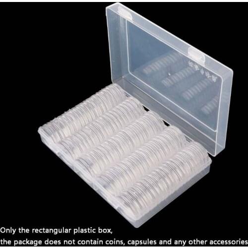 Rectangular Clear Plastic Storage Box Collection Case Protector for 100pcs 27mm/30mm Coin Capsules Holder or 5pcs 27mm Coin P15D