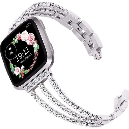 Band Correa for Fitbit Versa 2 Lite Bracelet Women Bling Crystal Metal Accessories for Fitbit Versa 3 / Fitbit Sense Strap