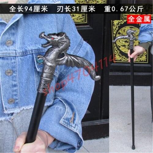 Zinc alloy handle, all-metal stainless steel, flying dragon stick, handicraft, decoration, collection