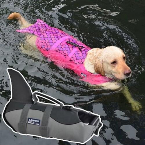 Swimming Dog Life Jacket Safety Life Vest Dogs Vest for Large Dogs Harness Lifesaver Ripstop Shark Vests with Rescue Swimsuit