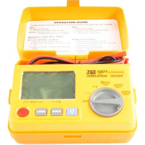 TES-1601 Auto Ranging Insulation Tester 3-3/4 Digital Readout With Analog Bar Indication,200mA Short Circuit Continuity Current