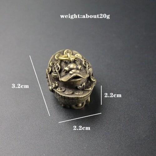 Vintage Brass Toad Key Chain Pendant Jewelry Pure Copper Animal Lucky Bufo Feng Shui Car Keychain Hanging Trinket Men Key Holder