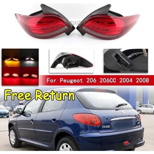 MIZIAUTO Tail Light For Peugeot 206 206CC 2004 2005 2006 2007 2008 Rear Tail Lamp Reversing Signal Brake Light Plug and Play