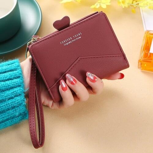 Korean Version Short Ladies Purse Simple Soft Leather Multi-function Female Wallet Solid Color Zipper Coin Pocket bolsa feminina