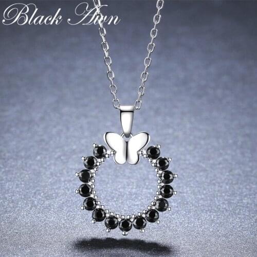 Round Butterfly Romantic Arrive 925 Sterling Silver Fine Jewelry Trendy Flower Engagement necklaces & pendants for Women KK013