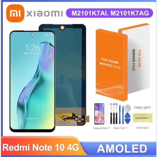 6.43'' Super Amoled Screen For Xiaomi Redmi Note 10 M2101K7AI M2101K7AG Lcd Touch Screen Digitizer For Xiaomi Redmi Note 10 4G