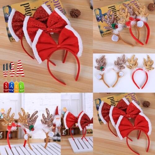 1Pcs Christmas Headband Hat Fancy Dress Hat Reindeer Antlers Santa Xmas Kids Adult Headwear Gifts Hairwear