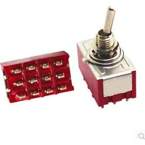 10Pcs 12-Pin Mini Toggle Switch 4PDT ON-OFF-ON 2A250V/5A125VAC MTS-403