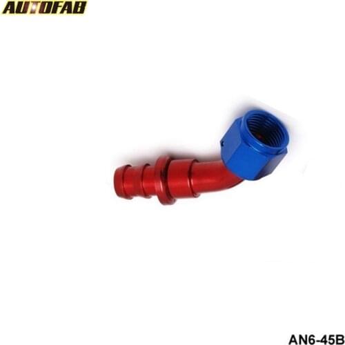 10pcs /set 45 Degree -AN6 Aluminum Oil cooler Hose Fitting Fuel Push-On Hose End fittings Adaptor AF-AN6-45B