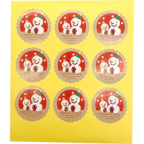 450pcs/lot Kawaii Round Snowman Christmas series sealing Sticker DIY multifunctional Gift label