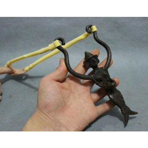 7.3 inch /Chinese bronze mermaid head handle ejection slingshot die springs
