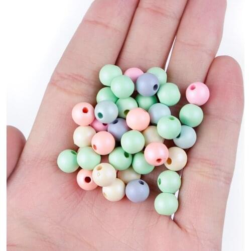 8mm 10mm 100/200Pcs Loose Bead Pick Color Acrylic Round Beads For DIY Bracelets & Necklaces Jewelry Makings Accessories