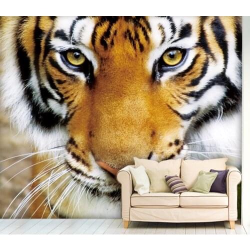 Bacaz Head of Tiger Wall Art Decor 3d Wallpaper Animal Mural 3D Wall Mural Wall paper for Living Room Background