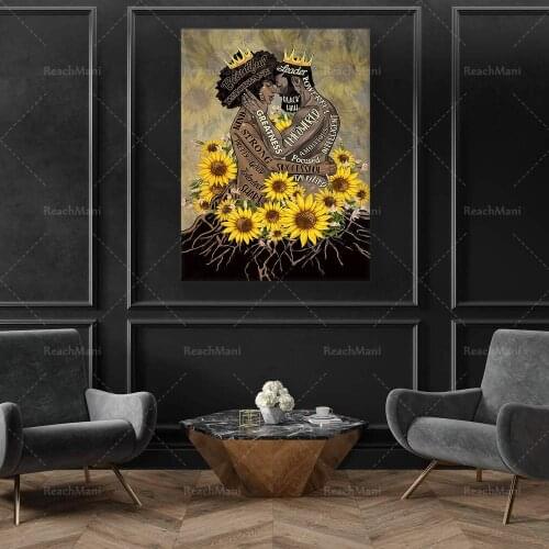 Black King and Queen Poster - Black Couple Root Sunflower Poster, Black Poster, Africa America Poster, Black Lover Poster