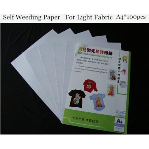 A4*100pcs) Self Weeding Paper Light Color Laser Heat Transfer Paper For T shirt Thermal Transfers Papel Used on Any Fabric