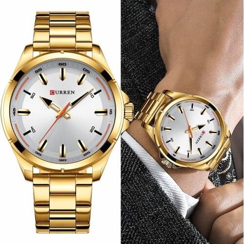 CURREN Casual Sport Stainless Steel Watch Mens Luxury Fashion Quartz Men Watches Military Waterproof Male Clock часы мужские