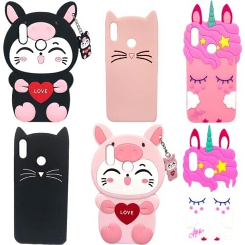 For Huawei Y7 2019 Case For Huawei Y7 Prime 2019 Silicone Cover Soft Lucky Cat Pink Unicorn Phone Cases For Huawei Y7 Pro 2019